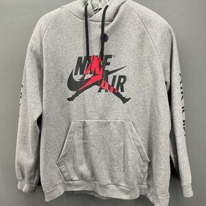 Air Jordan Jumpman Nike Men's Gray Pullover Hoodie with Black and Red Logo